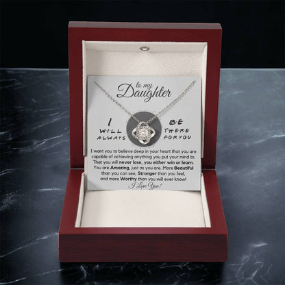 To My Daughters - Always There For You - Gift Ne Love Knot Necklace