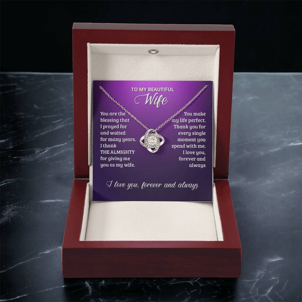 Love Knot Necklace - To My Beautiful Wife Love Knot Necklace