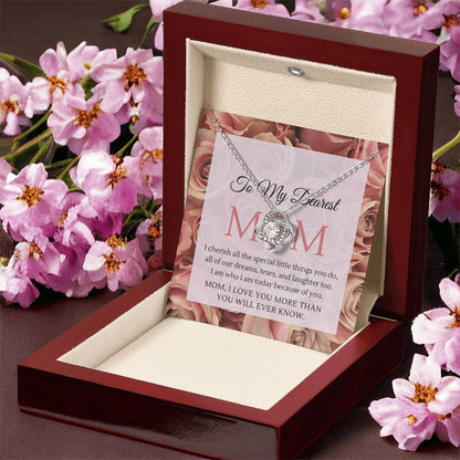 Mom I Love You More Than You Will Ever Know Cz Pendant And Earrings Gift Set Love Knot Necklace