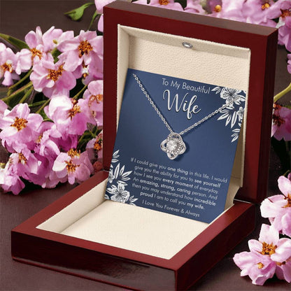 Gift For Wife I See You Everyday Navy Flower Love Knot Necklace Love Knot Necklace