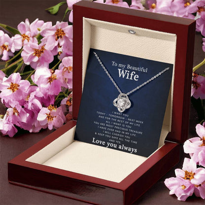 To My Wife - Love You  Love Knot Necklace