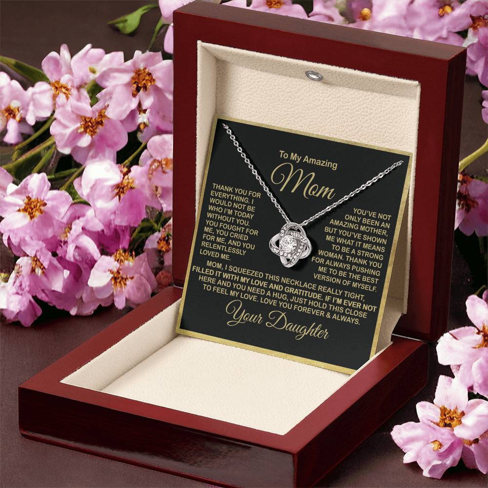 Gift For Amazing Mom Gift For Mom From Daughter 1 Love Knot Necklace