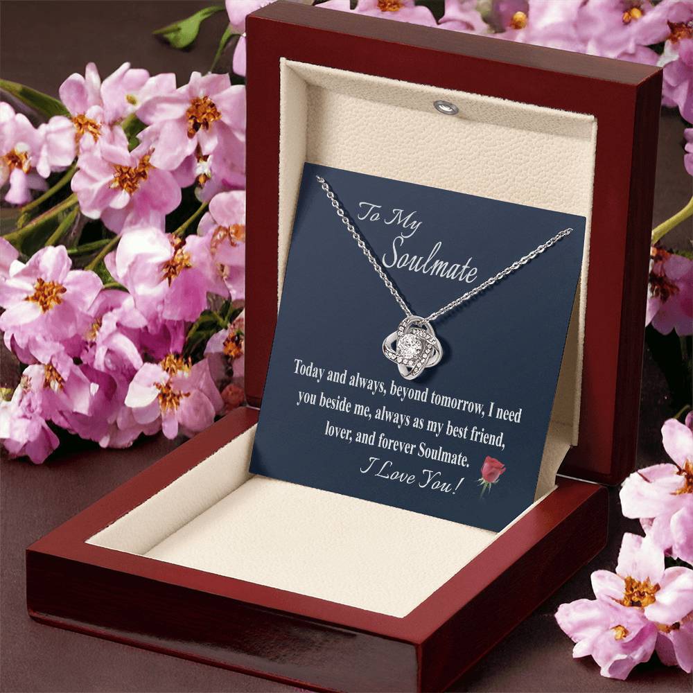 To My Soulmate Message Card Necklace  For Wife Girl - Love Knot Necklace