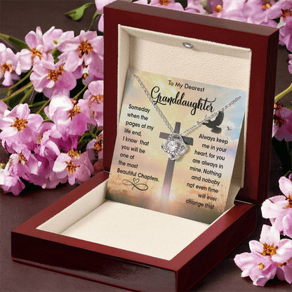 To My Dearest Granddaughter - Heart Melt Message Love Knot Necklace?? Love Knot Necklace