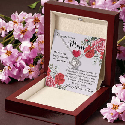 So Grateful For Your Love Mother's Day Gift For Mom Love Knot Necklace