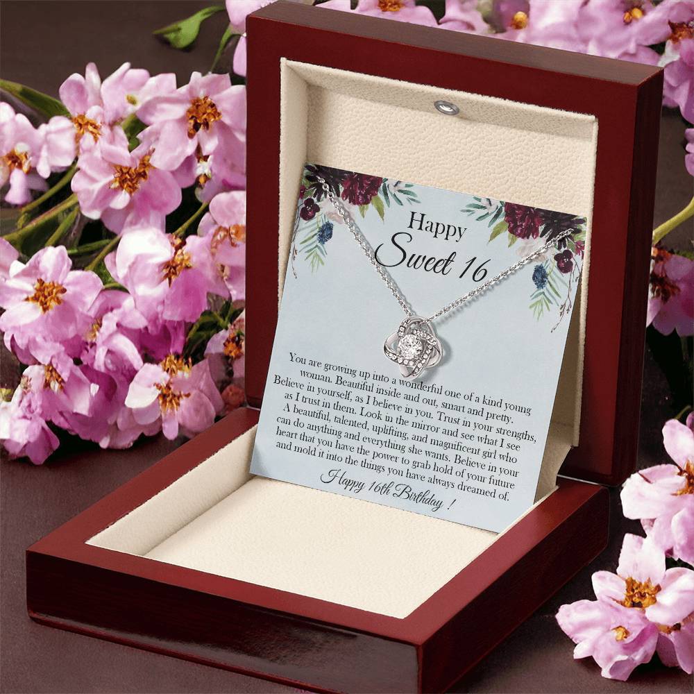 Sweet 16 Gift 16Th Birthday Gift For Her Sweet 16 Necklace Gift For 16 Year Old Girl Love Knot Necklace