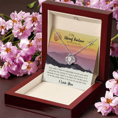 To My Wife Gift Necklace To My Hiking Partner And Amazing Wife Anniversary Gift For Wife Birthday Gift To Wife From H Love Knot Necklace