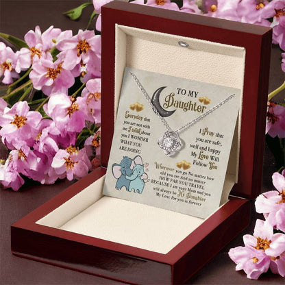 To My Daughter Elephant Mom Birthday Gift To My Daughter Elephant Love Necklace Gift For Daughter Daughter Birthday Daughte Love Knot Necklace
