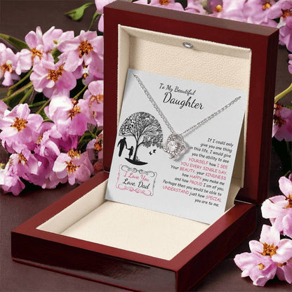 To My Beautiful Daughter Necklace Birthday Necklace For Girl Graduation Gifts For Her High School College Handmade Jewelry For Da Love Knot Necklace
