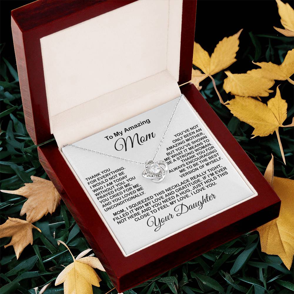 Present For Mom From Daughter Love Knot Necklace