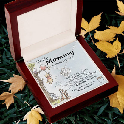 New Mommy Necklace New Mom Gift Mom To Be Winnie The Pooh Baby Shower Gift First Time Mom Pregnancy Gift Love Knot Necklace