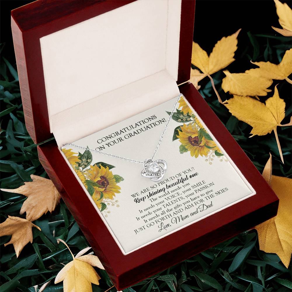 To Our Daughter Graduation Necklace Graduation Gift For Daughter From Mom & Dad Love Knot Necklace