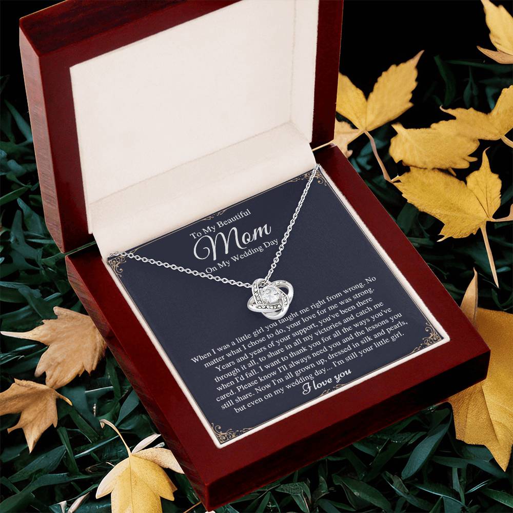 Mom On  Love Knot Necklace