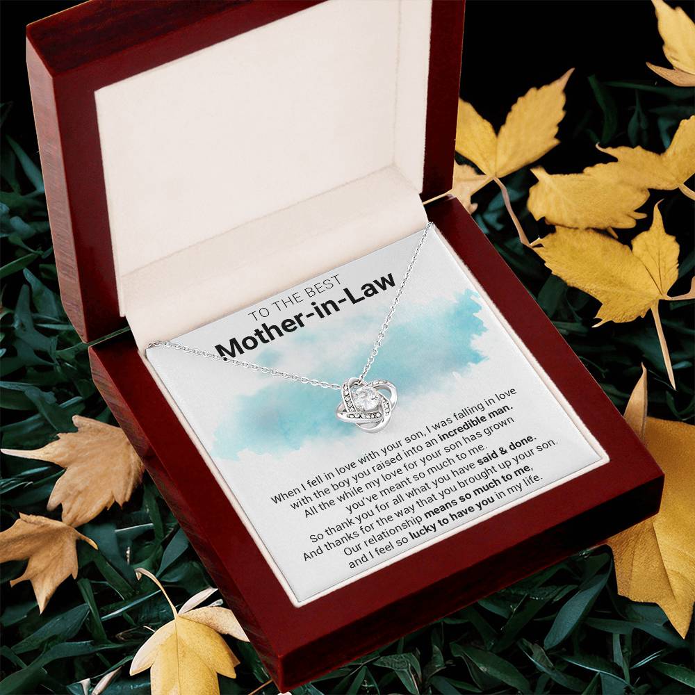 Gift For Mother-In-Law - Lucky To Have You - Love Knot Love Knot Necklace