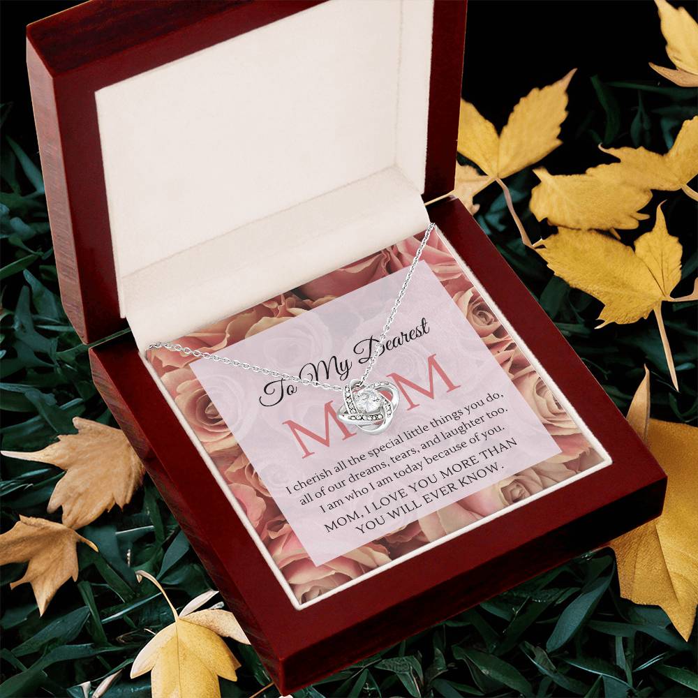 Mom I Love You More Than You Will Ever Know Cz Pendant And Earrings Gift Set Love Knot Necklace
