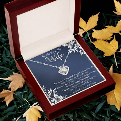 Gift For Wife I Do Navy Flower Love Knot Necklace Love Knot Necklace