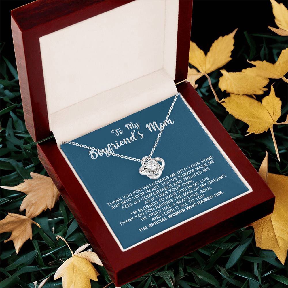 To My Boyfriend's Mom - I Owe It All To You - Necklace Christmas Gift For Boyfriends Mom Pendant Necklace Mothers Day Gift For Boyfr Love Knot Necklace