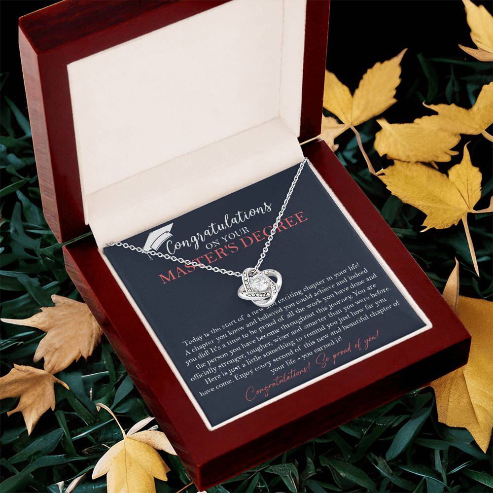 Master's Degree Graduation Gift Necklace Masters Graduation Gift Gift For Her Love Knot Necklace