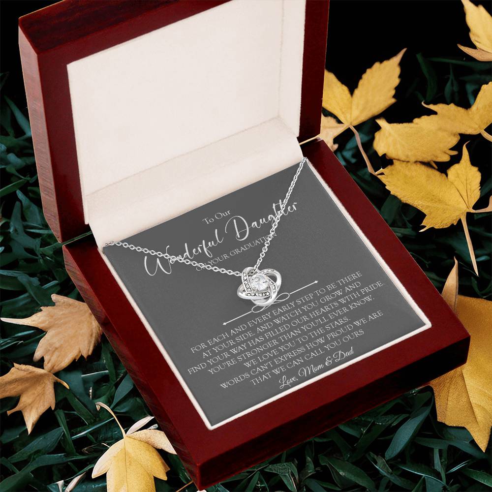 To Our Daughter Graduation Gift Necklace Graduation Gift For Daughter From Mom A Love Knot Necklace