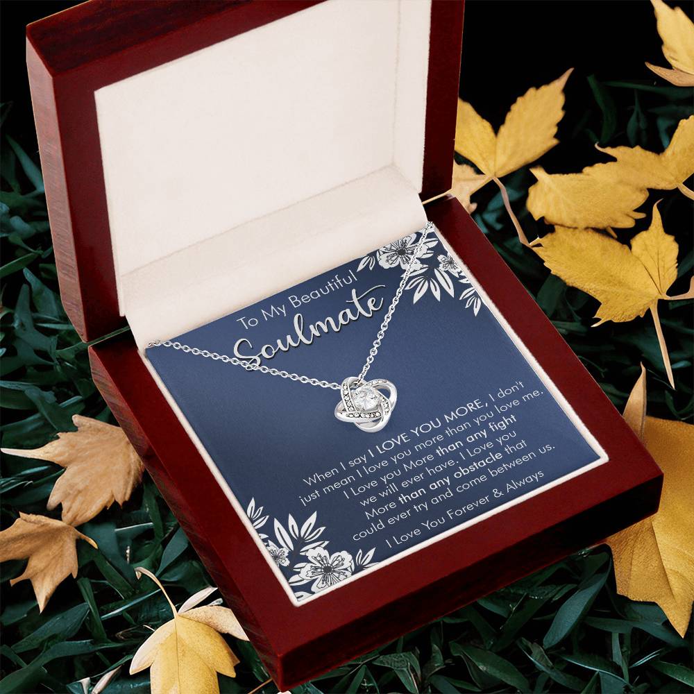 Gift For Your Soulmate Love You More Navy Flower Love Knot Necklace Love Knot Necklace