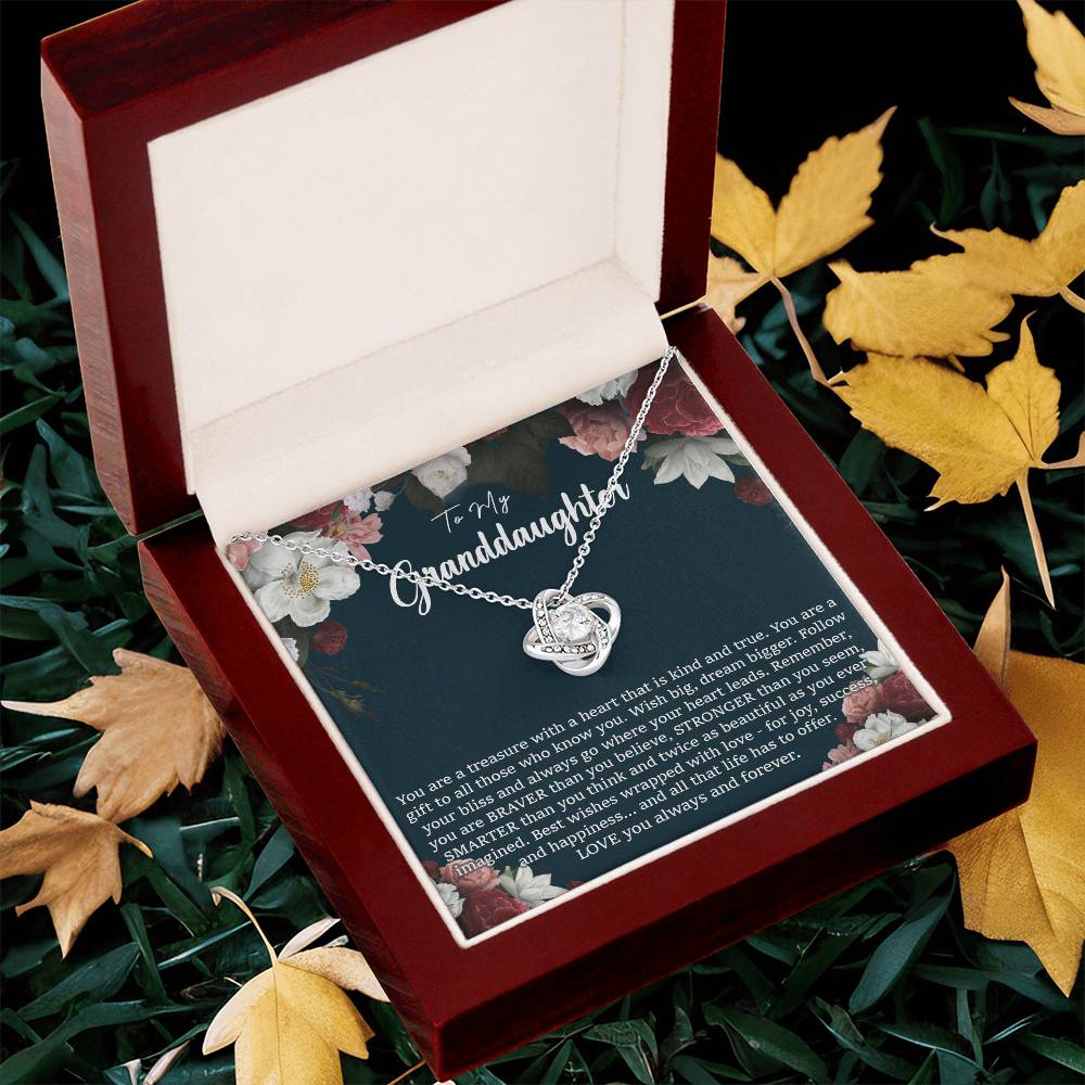 To My Granddaughter Necklace Granddaughter Gift From Grandma Birthday Graduation Gift Love Knot Necklace