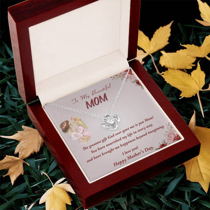 Mother's Day Gift Necklace To Mom From Daughter Gift Necklace Love Knot Pendant Necklace For Mom Mother's Day Gifts Love Knot Necklace