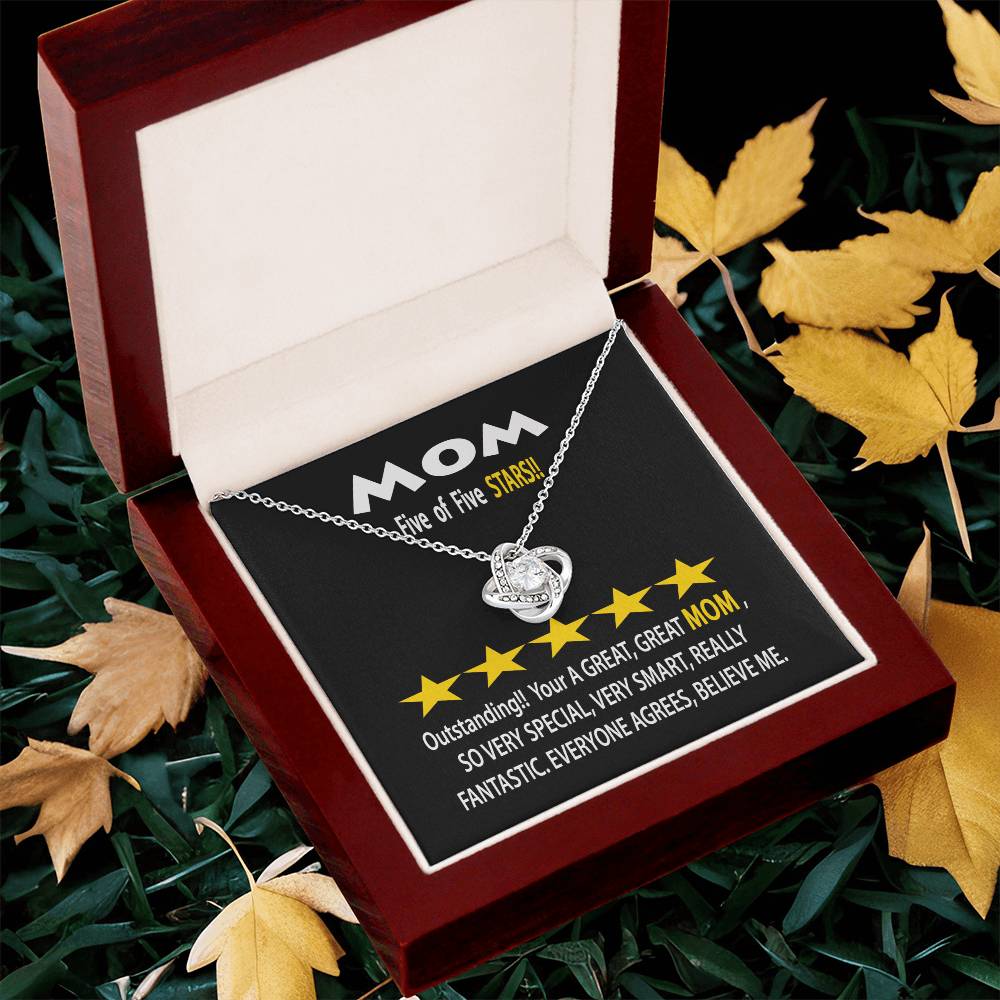 To Mom Gift Necklace With Message Card Five Star Review For Mom Mother's Day Gift Necklace Mom Birthday Gift Ne Love Knot Necklace