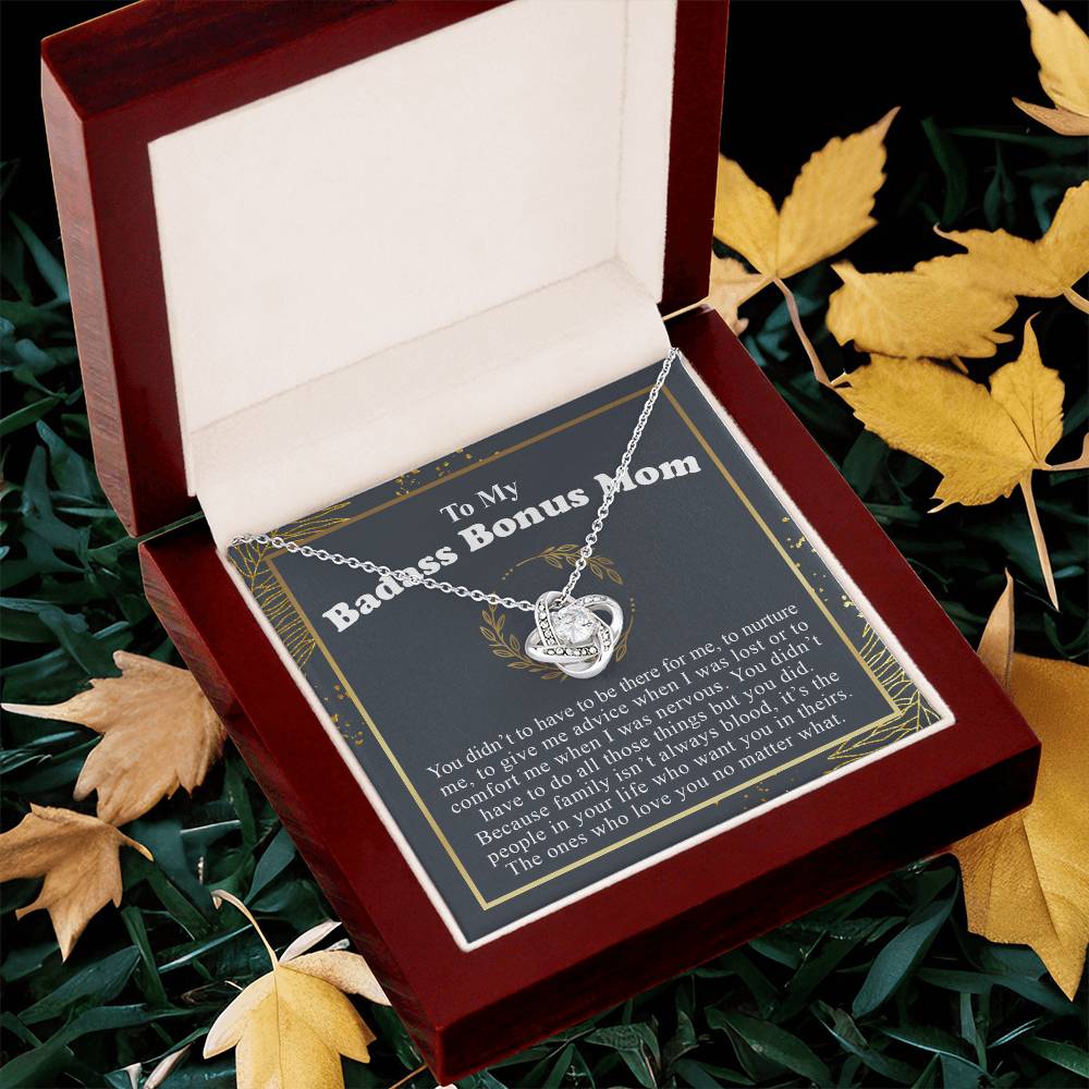 To My Badass Bonus Mom Love Knot Necklace