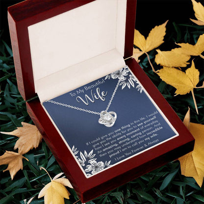 Gift For Wife I See You Everyday Navy Flower Love Knot Necklace Love Knot Necklace