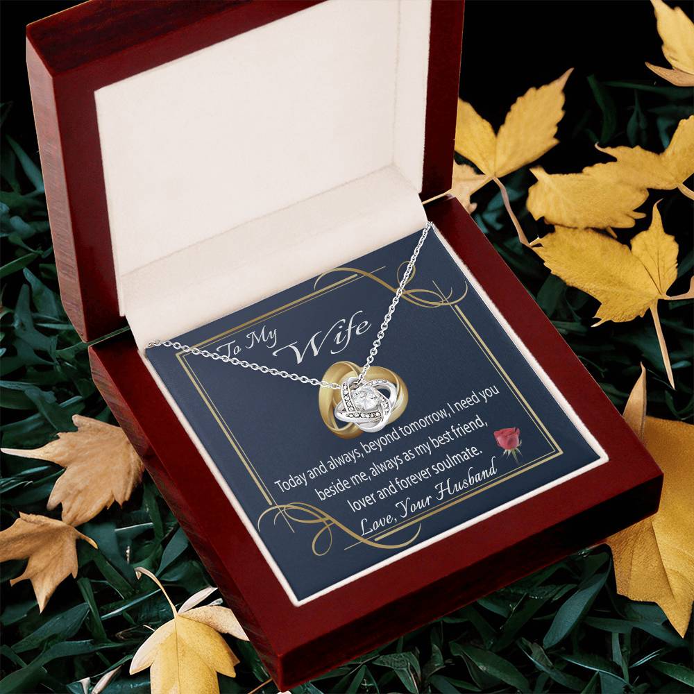 To My Wife Necklace With Message Card I Love You Necklace For Wife Anniversary Gift For Her Wife Birthday Gift Necklace Love Knot Necklace