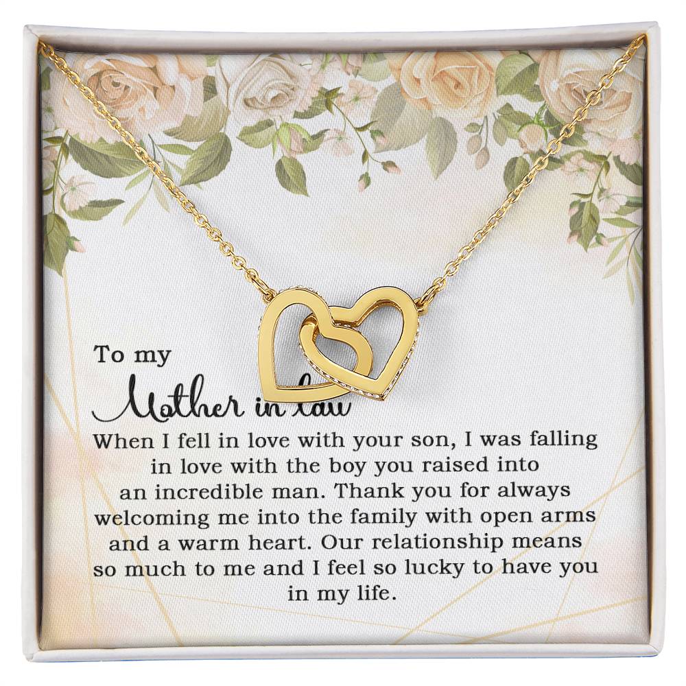 To My Mother In Law When I Fell In Love With Your Son Interlocking Hearts Necklace