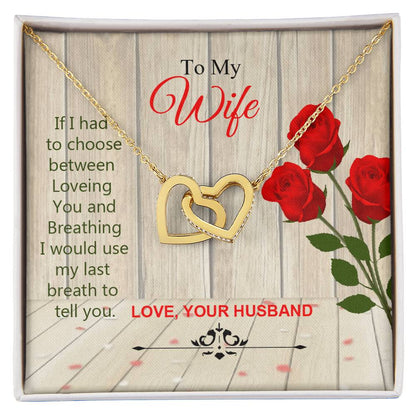To My Wife Interlocked Beautiful Necklace Gift For Wife Love Your Husband. Interlocking Hearts Necklace