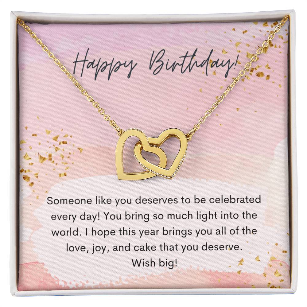 Happy Birthday Interlocking Hearts Necklace Pink Swatches