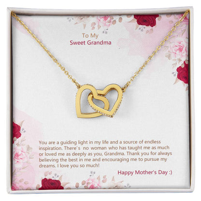 Mothers Day Gift For Grandmom Or Grandma -Two Hearts Necklace! Interlocking Hearts Necklace