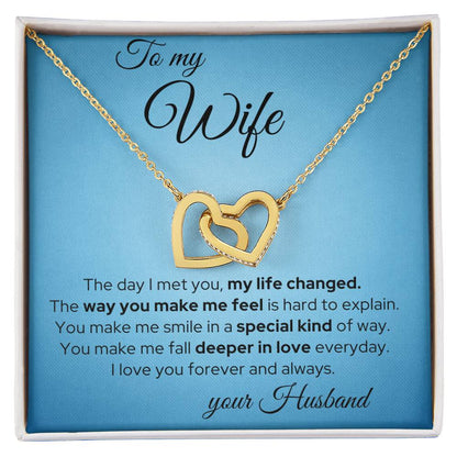 My Life Changed - Wife Necklace Interlocking Hearts Necklace