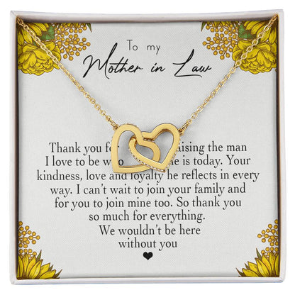 To My Mother In Law Thank You For Raising The Man I Love Heart Necklace Interlocking Hearts Necklace
