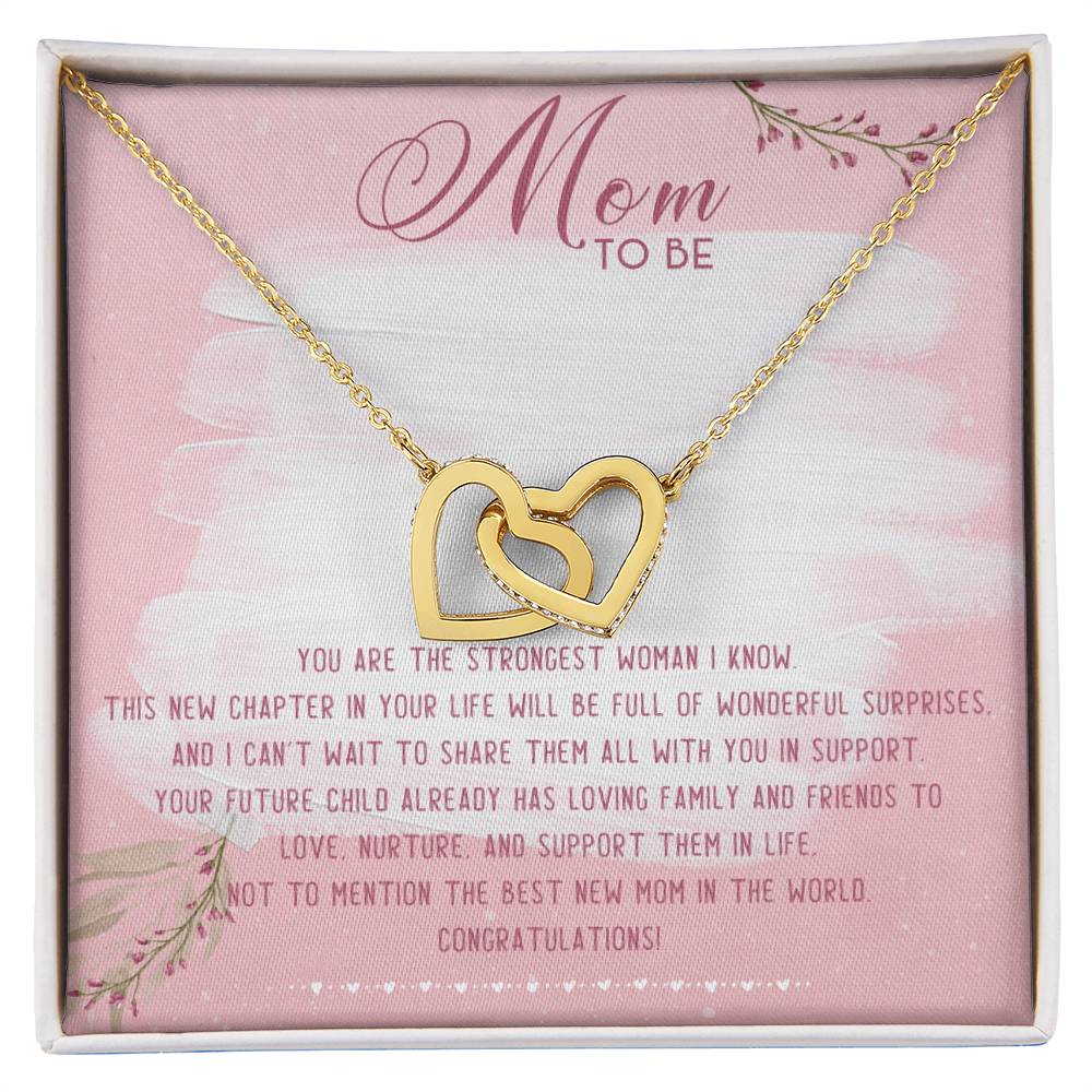 Mom To Be Interlocking Hearts Necklace Message Card