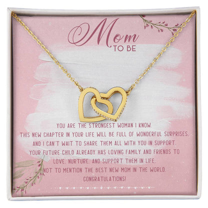 Mom To Be Interlocking Hearts Necklace Message Card