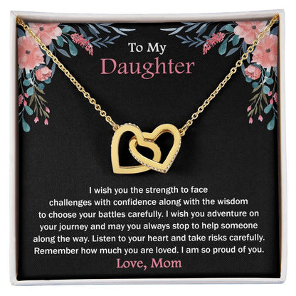 To My Daughter - Remember How Much You Are Loved - Necklace Interlocking Hearts Necklace
