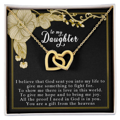 To My Daughter Interlocking Hearts Necklace