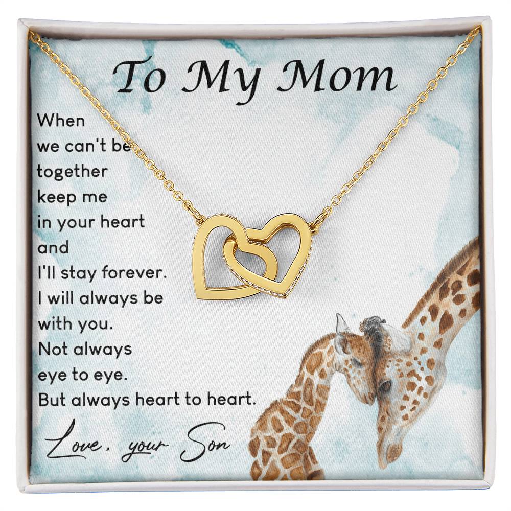To My Mom Interlocking Hearts Necklace Message Card