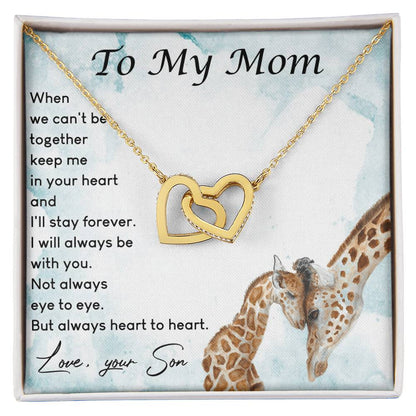 To My Mom Interlocking Hearts Necklace Message Card