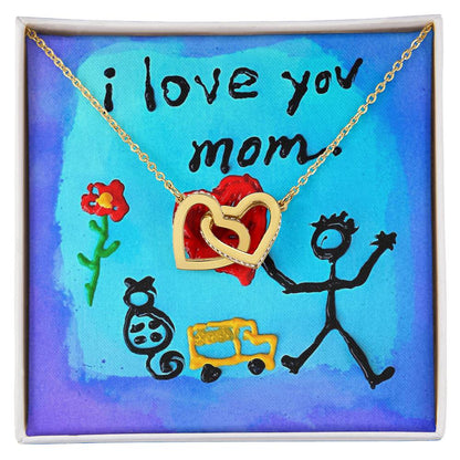 I Love You Mom Necklace - $20 Off Interlocking Hearts Necklace