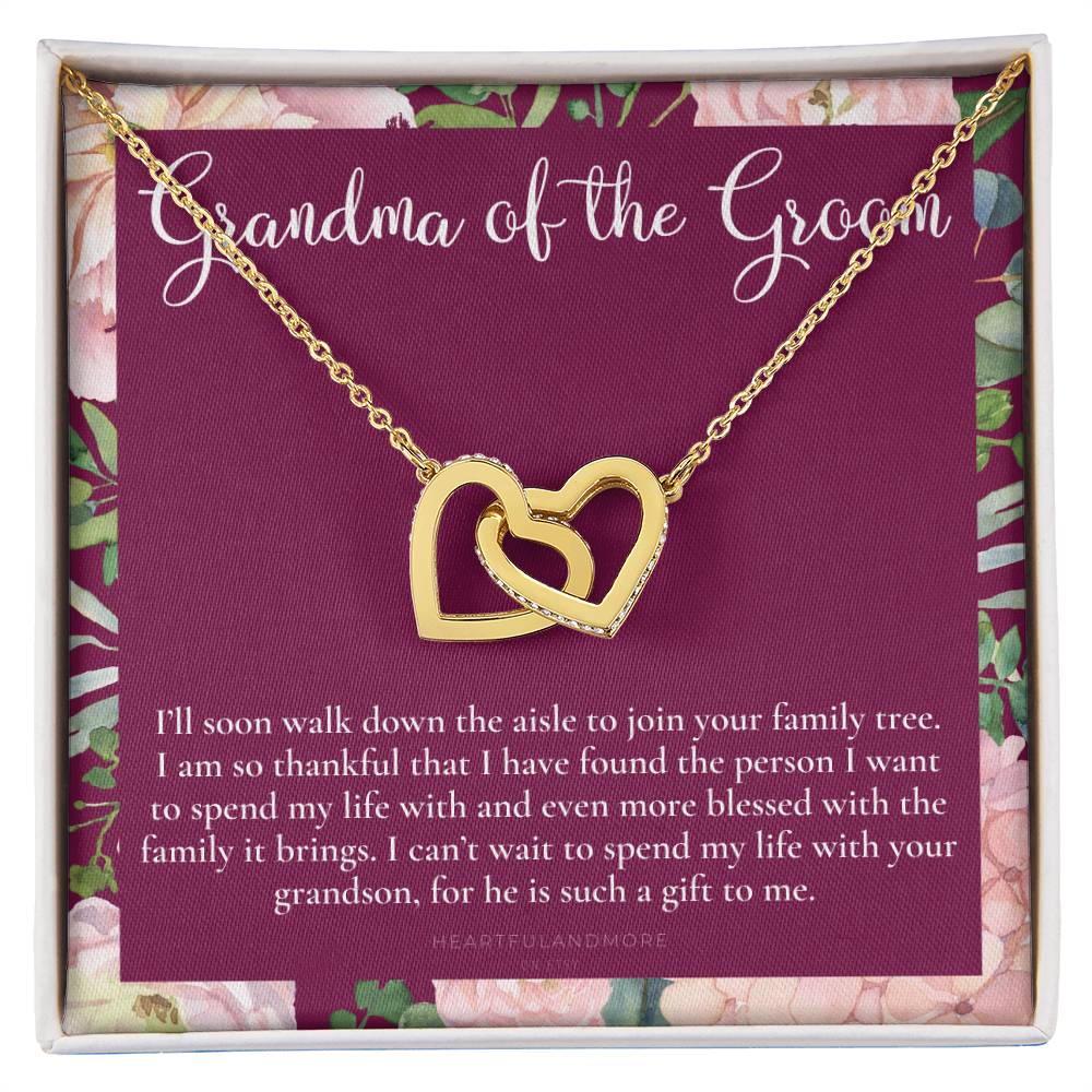 Grandmother Of The Groom Gift Necklace Grandma Wedding Gift Nana Bridal Shower Rehearsal Dinner Thank You Gift Interlocking Hearts Necklace