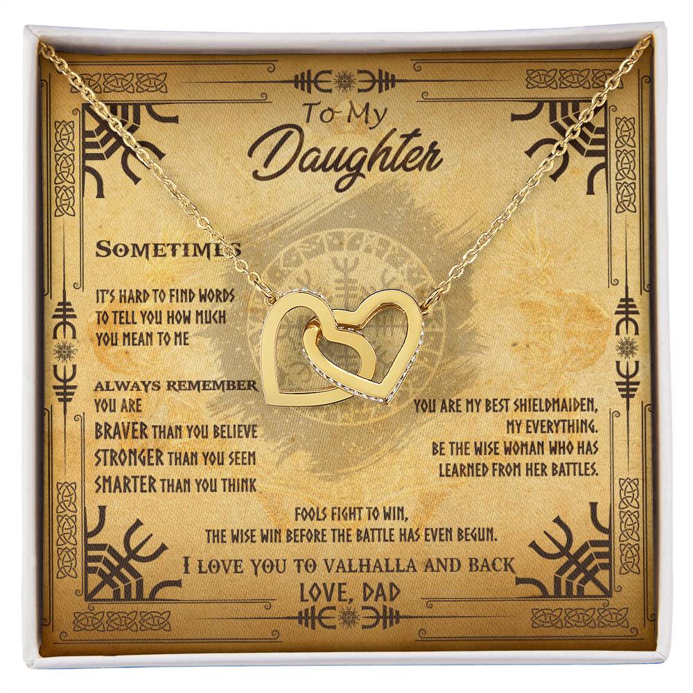 To My Daughter - Braver Than You Believe Interlocking Hearts Necklace
