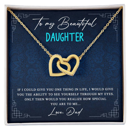 Special Gift For Daughter From Dad Interlocking Hearts Necklace