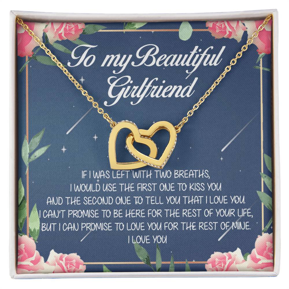 To My Beautiful Girlfriend Interlocking Hearts Necklace