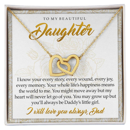 To My Daughter You'Ll Always Be Daddy'S Little Girl Interlocking Hearts Necklace