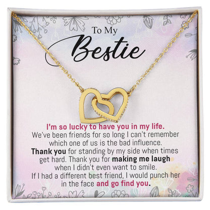To My Bestie - I'M So Lucky To Have You In My Life Interlocking Hearts Necklace