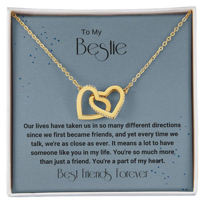 Bestie Different Directions Necklace Interlocking Hearts Necklace
